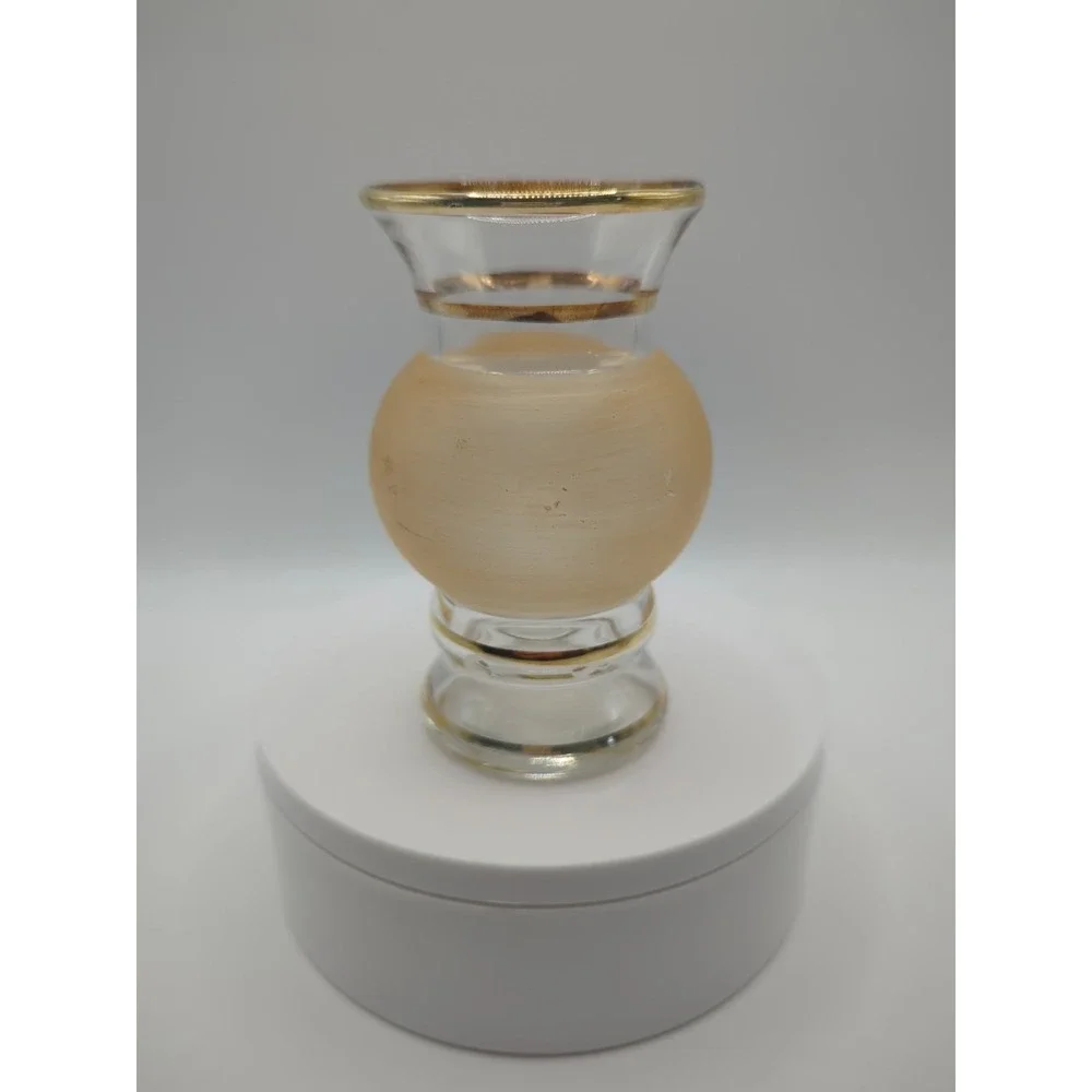 Vintage Bartlett Collins Style Peach Gold Bud Vase MCM 4 Inch Hand Painted Glass
